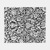 アンティーク装飾用フローラ白（黒） フリースブランケット (正面(横))