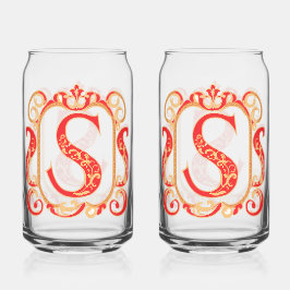 アンティーク装飾用モノグラム – 大文字S ガラス缶