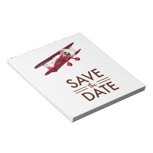 アンティーク複葉機のSave the Date ノートパッド (アングル)