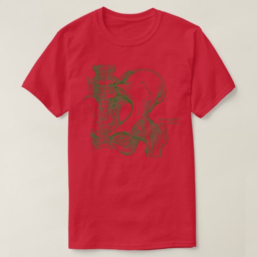 アンティーク解剖学ヒト骨盤 Tシャツ (デザイン正面)