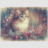 アンティーク調のクリスマス仔猫のデコパージュ 薄葉紙 (正面)