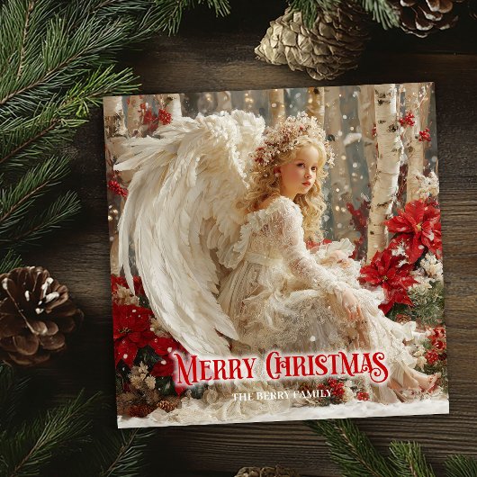 アンティーク調の水彩画で描かれた赤と白のクリスマスカード シーズンカード