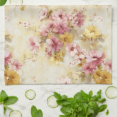 アンティーク調の水彩花柄 キッチンタオル (折り畳み)
