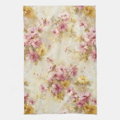 アンティーク調の水彩花柄 キッチンタオル (縦)