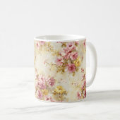 アンティーク調の水彩花柄 コーヒーマグカップ (正面右)