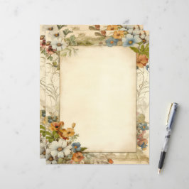 アンティーク調の花のジャンクジャーナル文具