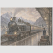 アンティーク調の鉄道駅のティシュペーパー 薄葉紙 (正面)