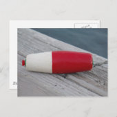 アンティーク赤い白と緑の魚釣り ポストカード (正面/裏面)