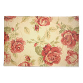 アンティーク赤バラフローラ 枕カバー (裏面-左)