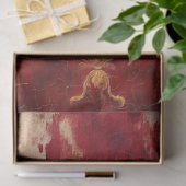 アンティーク赤ブルゴーニュ及びフェイク金ゴールドフローラオーナメント 薄葉紙 (ギフト)