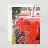 アンティーク赤色トラクター ポストカード (正面/裏面)