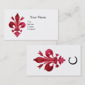 アンティーク赤色(紋章の)フラ・ダ・リの白色モノグラム 名刺 (正面/裏面)