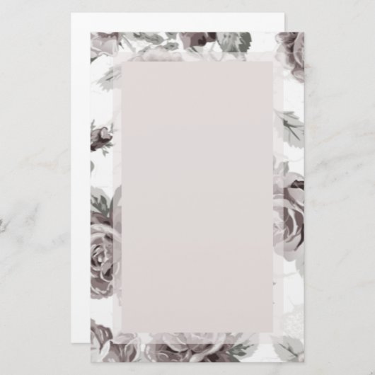 アンティーク赤面ピンクローズ婚約パーティ駅 便箋 (正面/裏面)