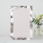 アンティーク赤面ピンクローズ婚約パーティ駅 便箋 (スタンド正面)