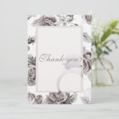 アンティーク赤面ピンクローズ婚約パーティ サンキューカード (スタンド正面)