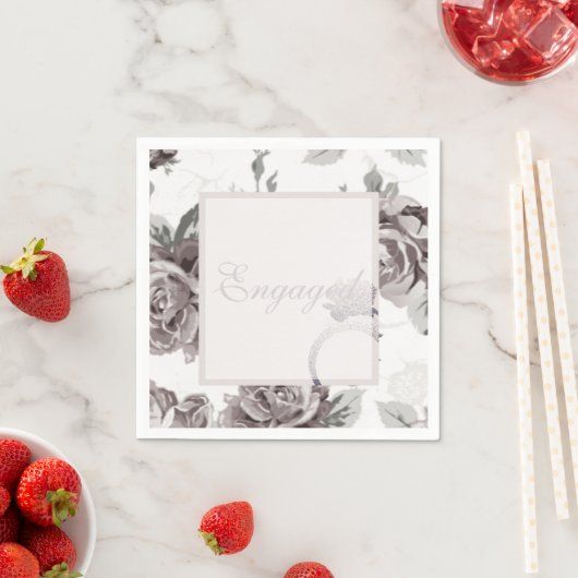 アンティーク赤面ピンクローズ婚約パーティ スタンダードカクテルナプキン (インサイチュ)