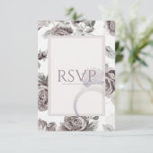 アンティーク赤面ピンクローズ婚約パーティ 出欠カード (スタンド正面)