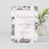 アンティーク赤面ピンクローズ婚約パーティ 案内状 (スタンド正面)