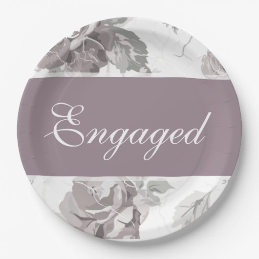 アンティーク赤面ピンクローズ紙プレート ペーパープレート (正面)