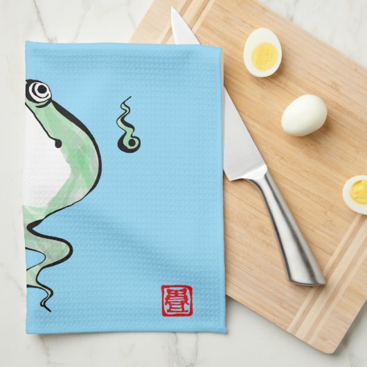 アンティーク起源話ゴングルフロガエル日本のヒキガエル キッチンタオル (四つ折り)