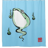 アンティーク起源話ゴングルフロガエル日本のヒキガエル シャワーカーテン (正面)