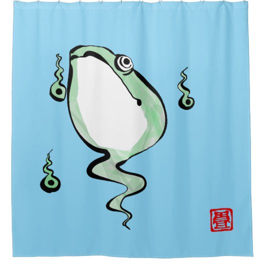 アンティーク起源話ゴングルフロガエル日本のヒキガエル シャワーカーテン (正面)