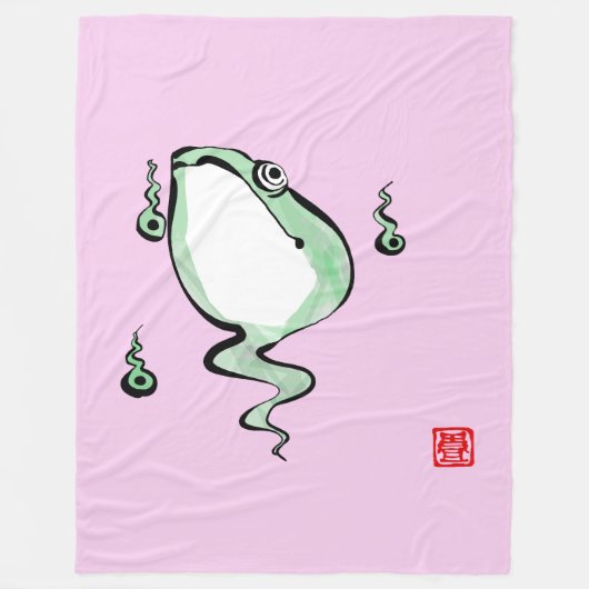 アンティーク起源話ゴングルフロガエル日本のヒキガエル フリースブランケット (正面)