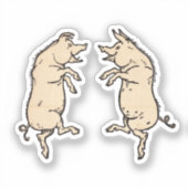 アンティーク踊り豚:お洒落ヴィンテージピギージグ シール (正面)