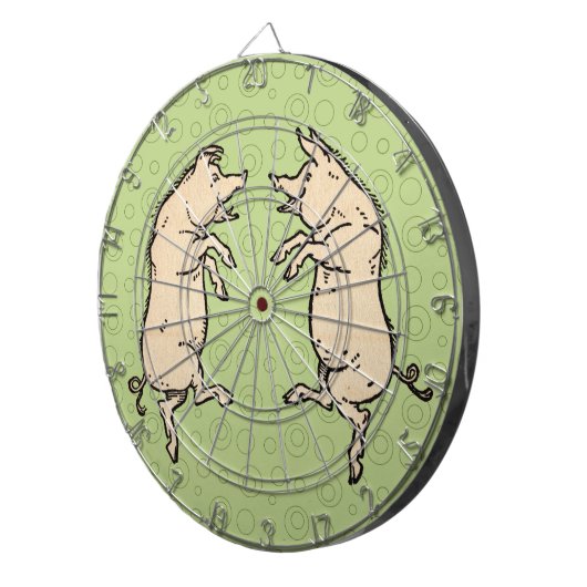 アンティーク踊り豚:お洒落ヴィンテージピギージグ ダーツボード (正面右)