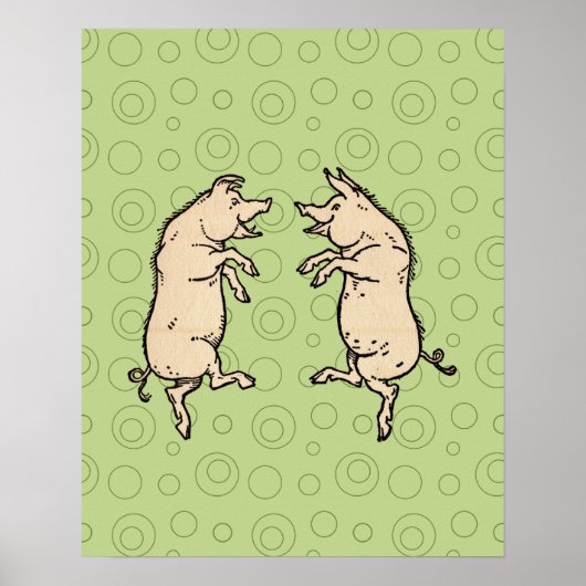 アンティーク踊り豚:お洒落ヴィンテージピギージグ ポスター (正面)