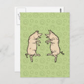 アンティーク踊り豚：お洒落ヴィンテージピギージグ ポストカード (正面/裏面)