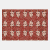 アンティーク踊り豚:お洒落ヴィンテージピギージグ ラッピングペーパーシート (正面2)