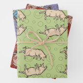 アンティーク踊り豚：お洒落ヴィンテージピギージグ ラッピングペーパーシート (インサイチュ)