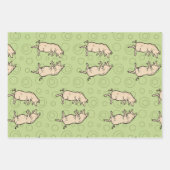 アンティーク踊り豚:お洒落ヴィンテージピギージグ ラッピングペーパーシート (正面)
