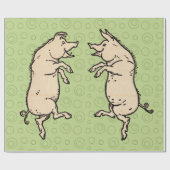 アンティーク踊り豚:お洒落ヴィンテージピギージグ ラッピングペーパー (フラット)