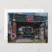 アンティーク車とポンプ ポストカード (正面/裏面)