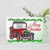 アンティーク車オールドファッションドクリスマスフラットカード シーズンカード (スタンド正面)