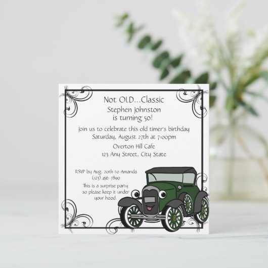 アンティーク車誕生日 招待状 (スタンド正面)