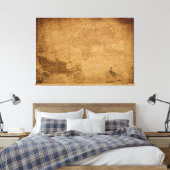アンティーク車、ヴィンテージマップエレガントキャンバス印刷 キャンバスプリント (インサイチュ (寝室))