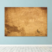 アンティーク車、ヴィンテージマップエレガントキャンバス印刷 キャンバスプリント (インサイチュ (ウッドフロア))