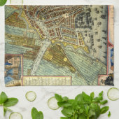 アンティーク通りアムステルダムの地図、オランダ キッチンタオル (折り畳み)