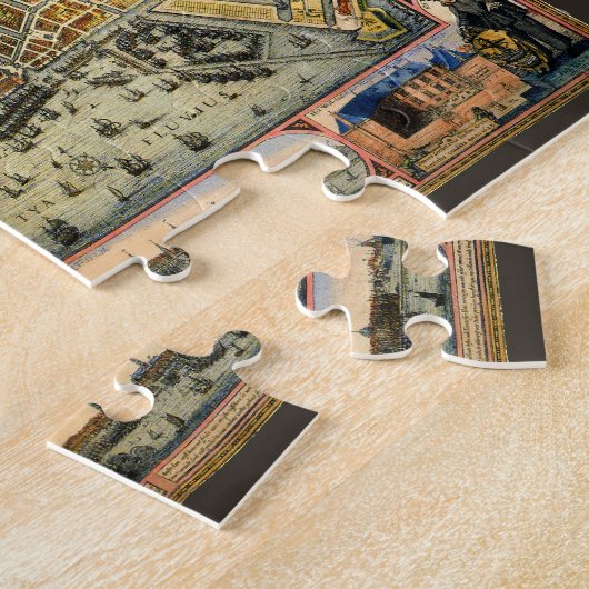 アンティーク通りアムステルダムの地図、オランダ ジグソーパズル (側面)