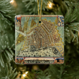 アンティーク通りアムステルダムの地図、オランダ セラミックオーナメント