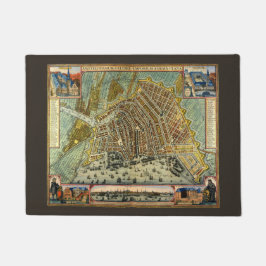 アンティーク通りアムステルダムの地図、オランダ ドアマット