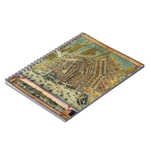 アンティーク通りアムステルダムの地図、オランダ ノートブック (左側)