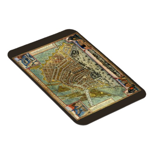 アンティーク通りアムステルダムの地図、オランダ マグネット (右側)