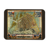 アンティーク通りアムステルダムの地図、オランダ マグネット (横)