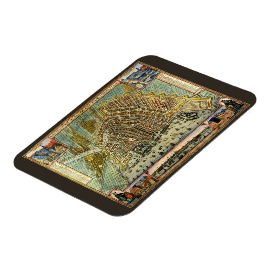 アンティーク通りアムステルダムの地図、オランダ マグネット (左側)