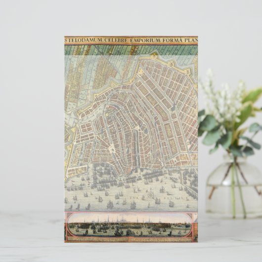 アンティーク通りアムステルダムの地図、オランダ 便箋 (スタンド正面)