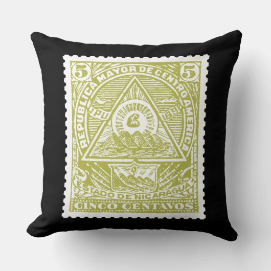 アンティーク郵便切手グアタマラすべて見る目 クッション (正面)